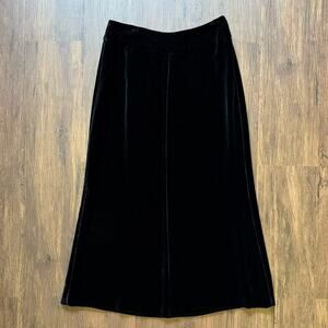 Barry Bricken Black Velvet Maxi Skirt Size 6 – Viscose Silk Blend